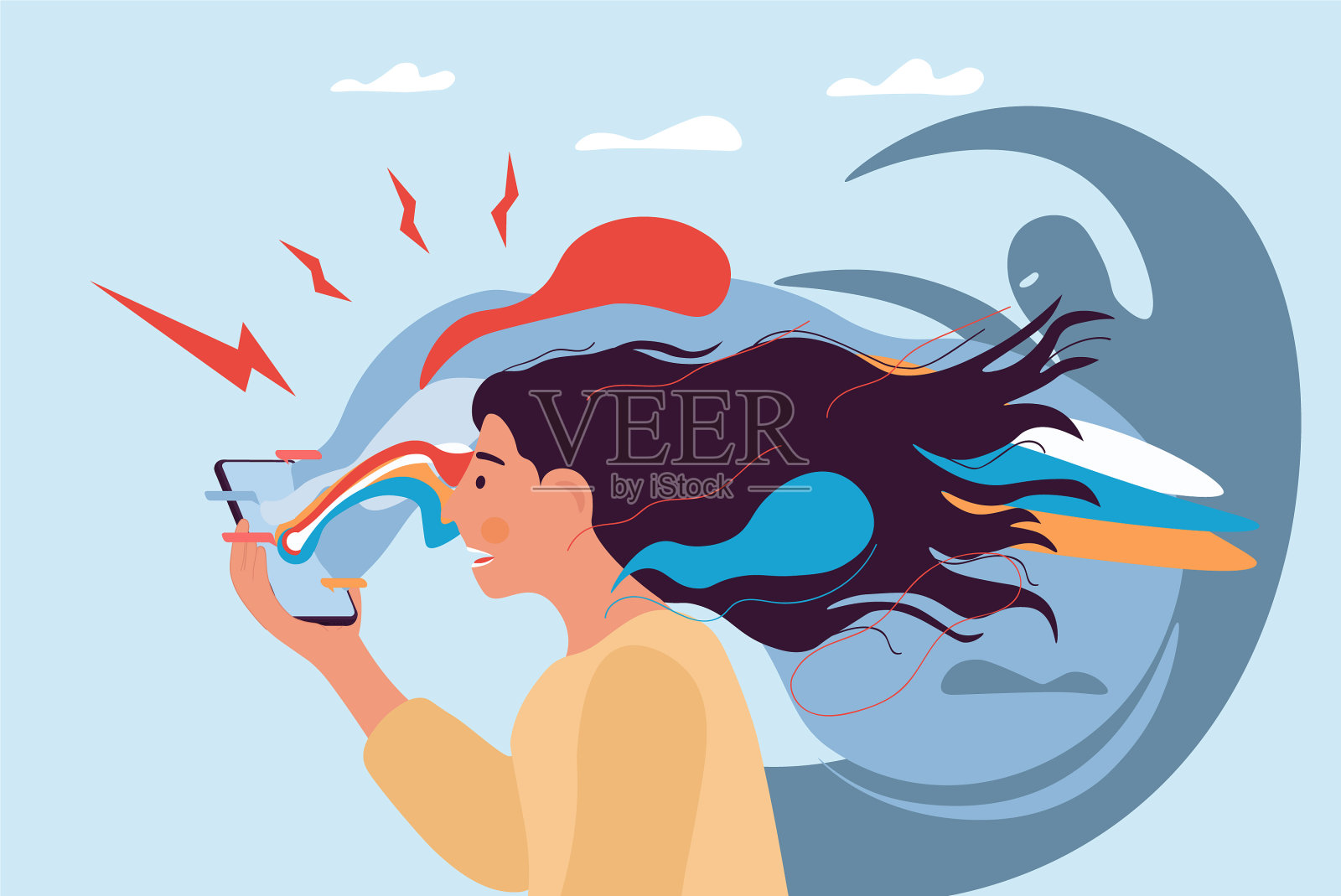 负质量信息流插画图片素材