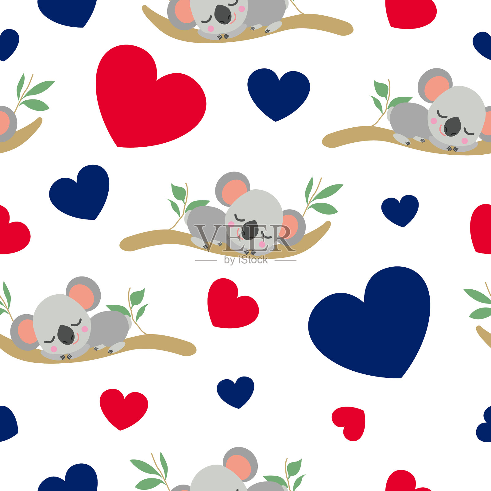 无缝图案bakoala睡插画图片素材