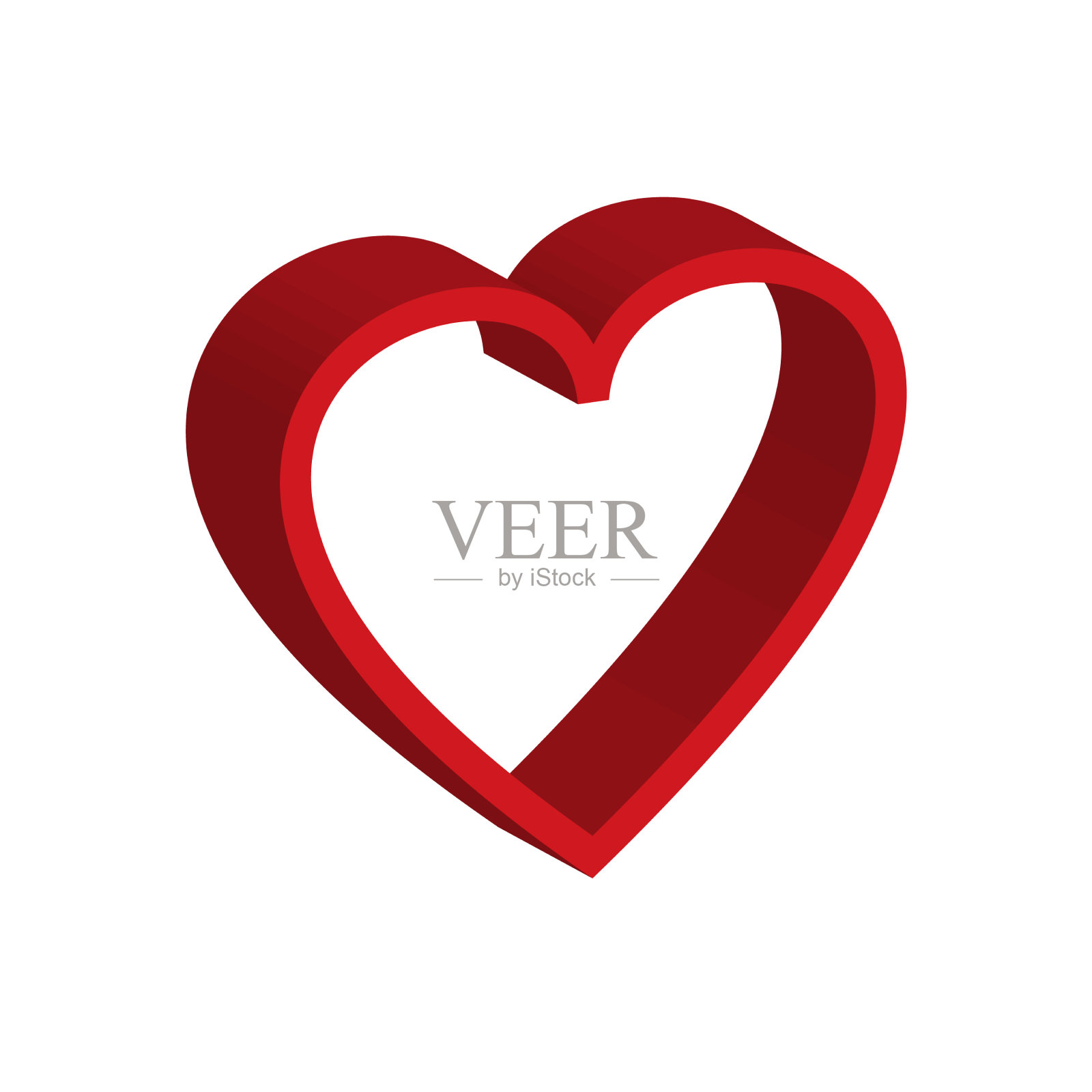 三维红心轮廓图的徽章或插画图片素材