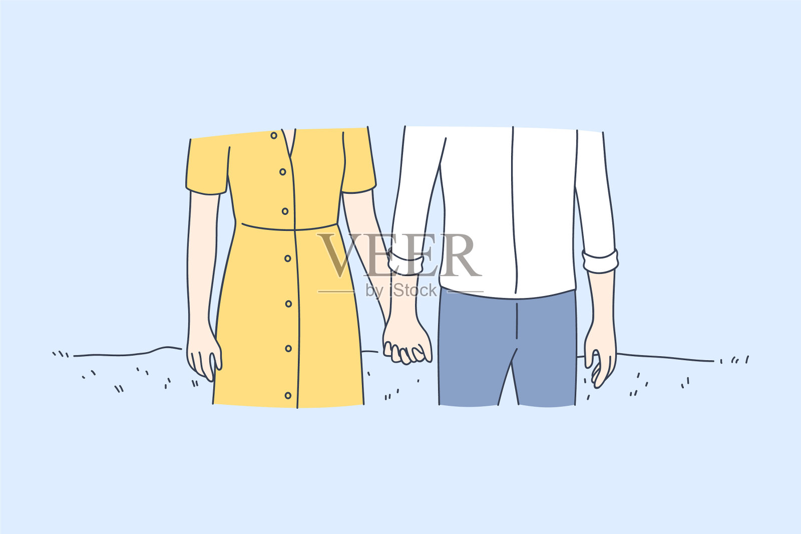 牵手约会情侣在一起的概念插画图片素材