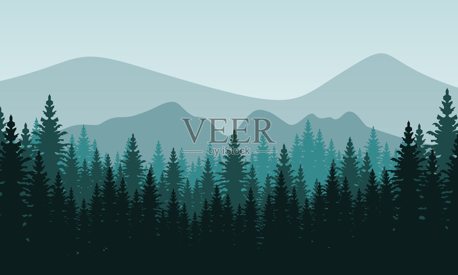 城市边缘美丽的自然风光插画图片素材