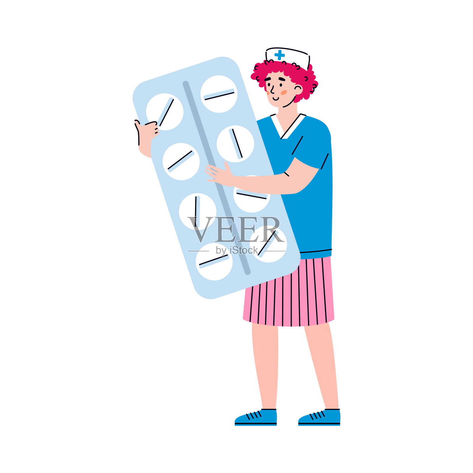 医生拿着药片进行医疗帮助治疗设计元素图片