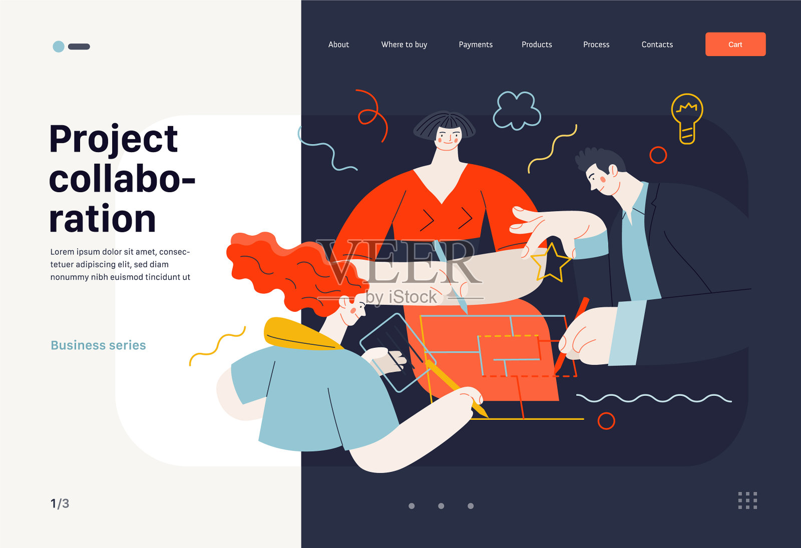 业务主题-项目协作网络插画图片素材