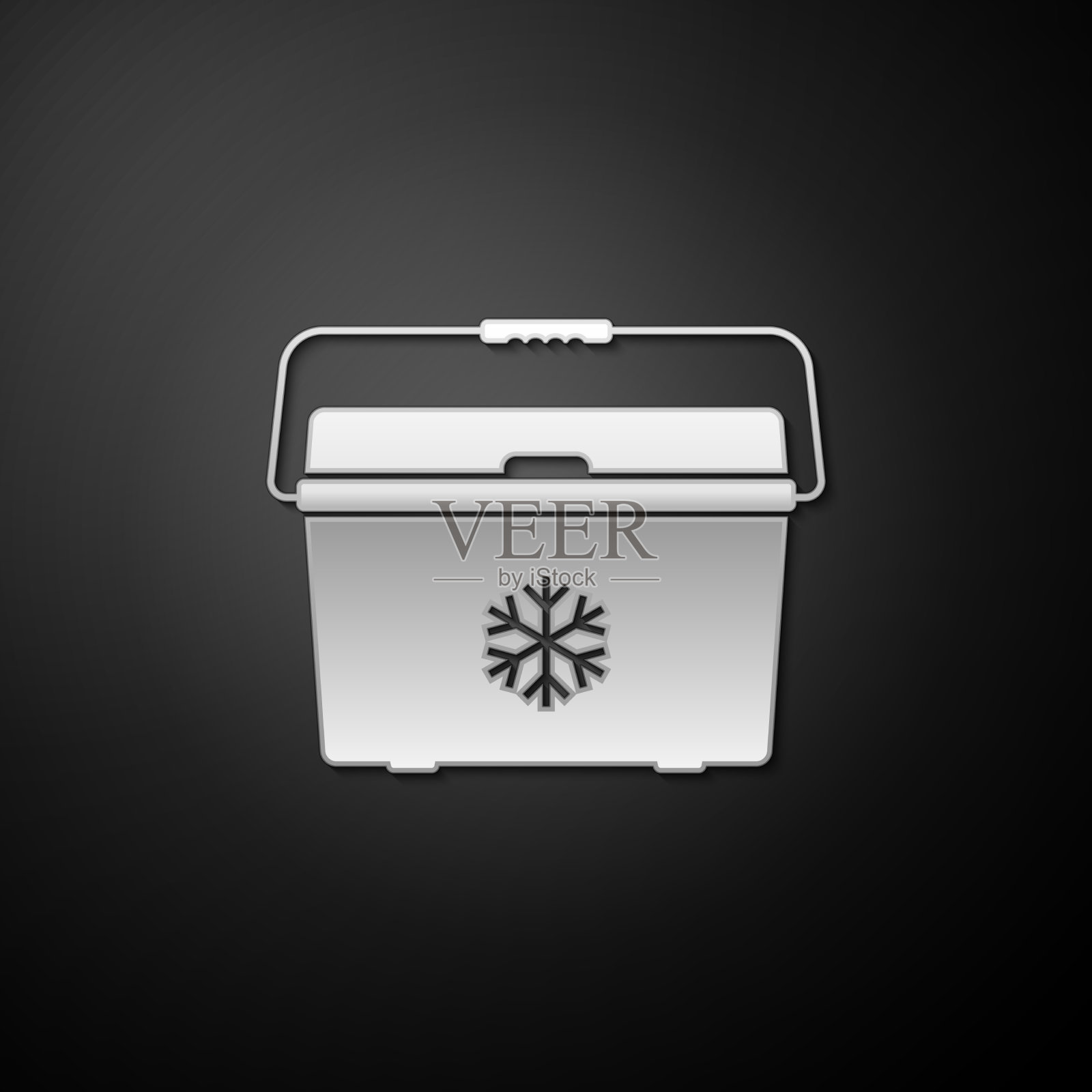 银色冷却袋图标孤立在黑色插画图片素材