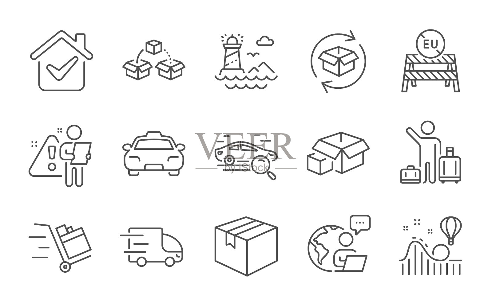 返回包裹，包裹运输和灯塔图标素材