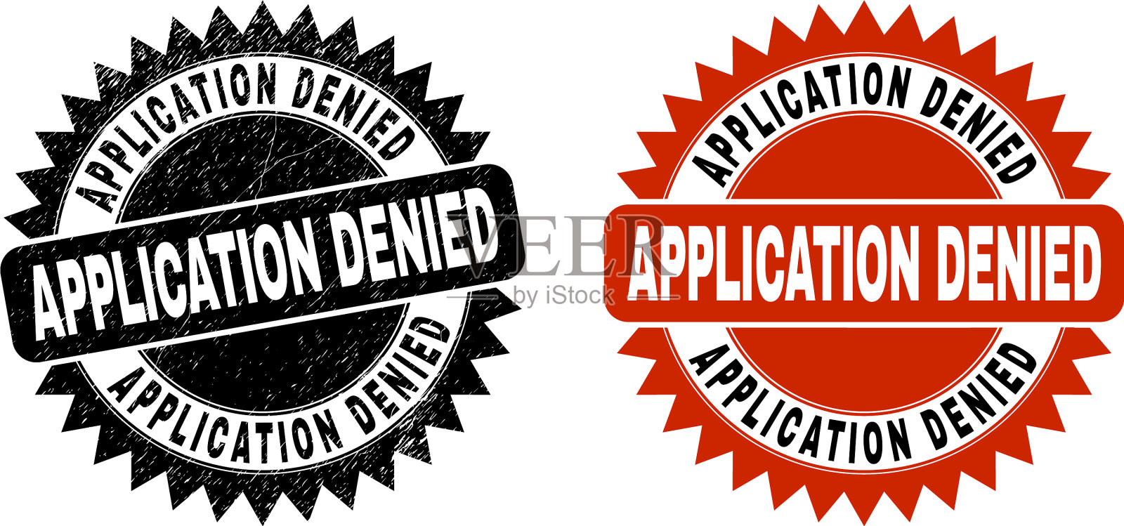 申请拒绝用黑玫瑰图章插画图片素材