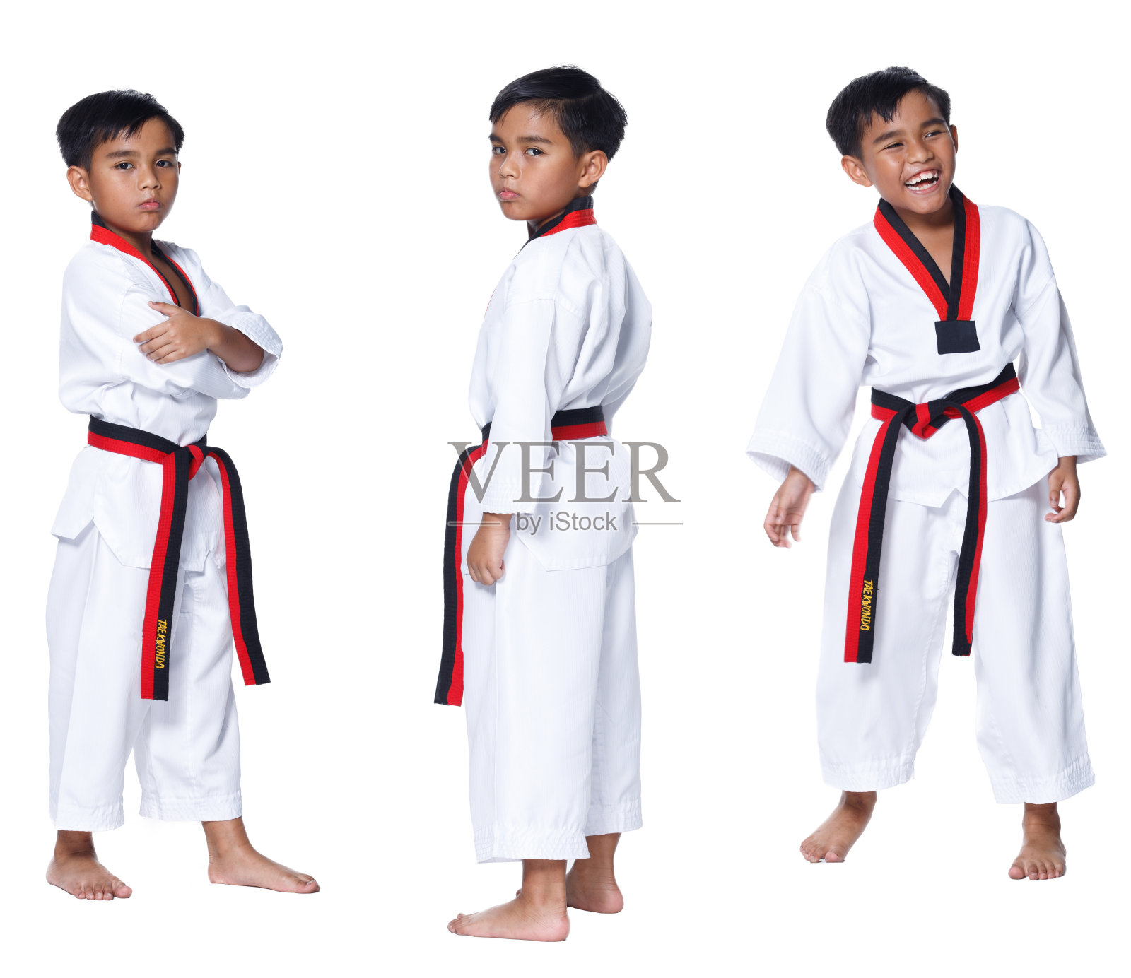 跆拳道空手道少年运动员展示传统格斗照片摄影图片