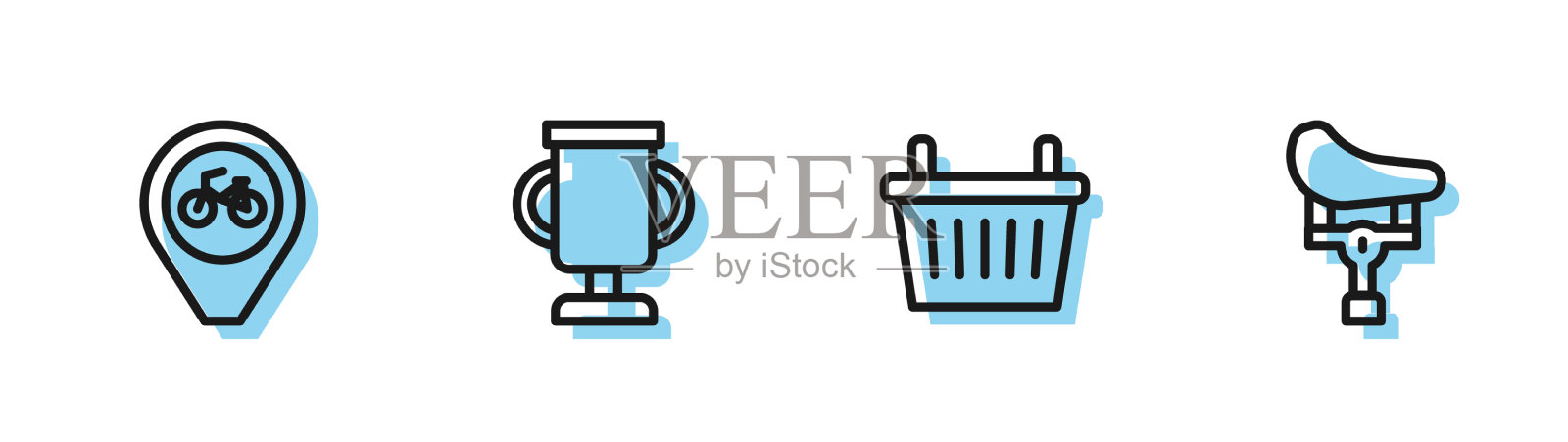 与自行车一起设置线自行车篮位置插画图片素材