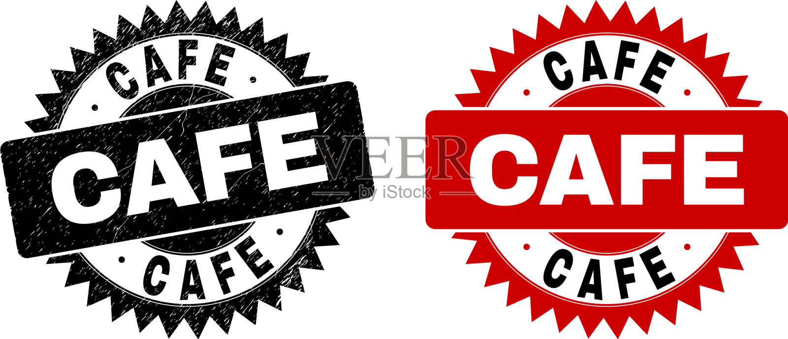 咖啡色玫瑰形印章与不洁风格插画图片素材