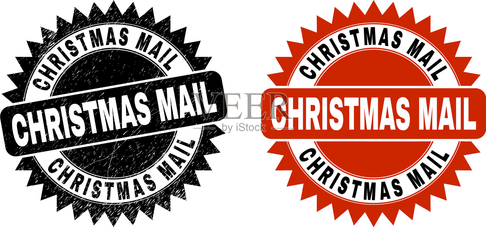 圣诞邮件黑色玫瑰水印与插画图片素材