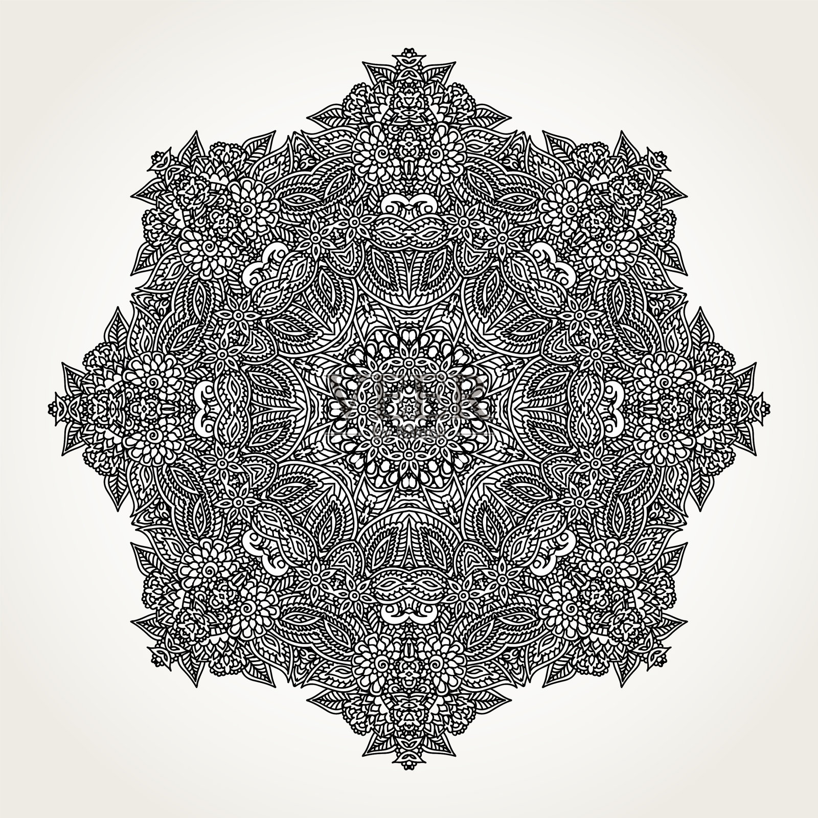 华丽的涂鸦曼荼罗插画图片素材