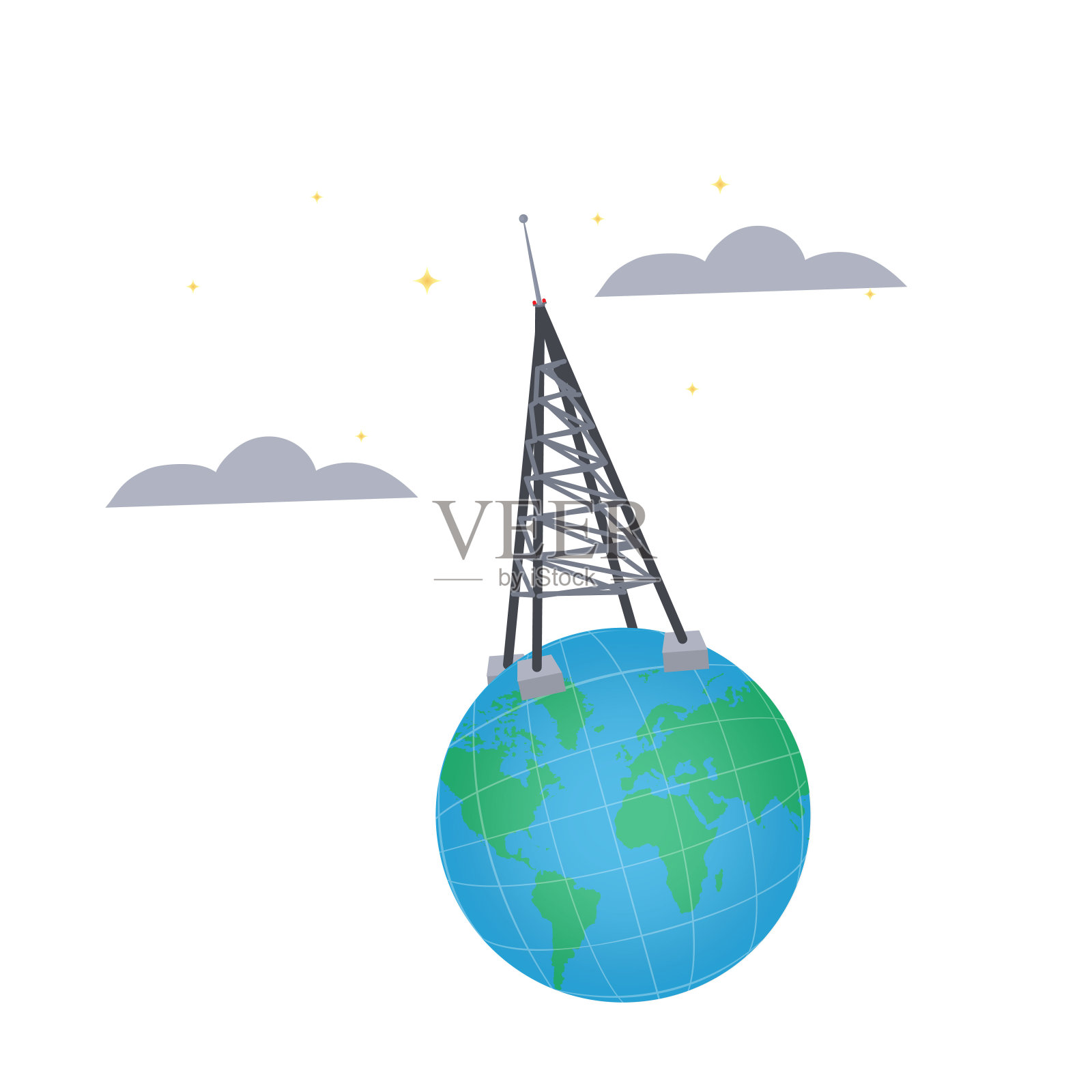 无线电塔。通信塔插画图片素材