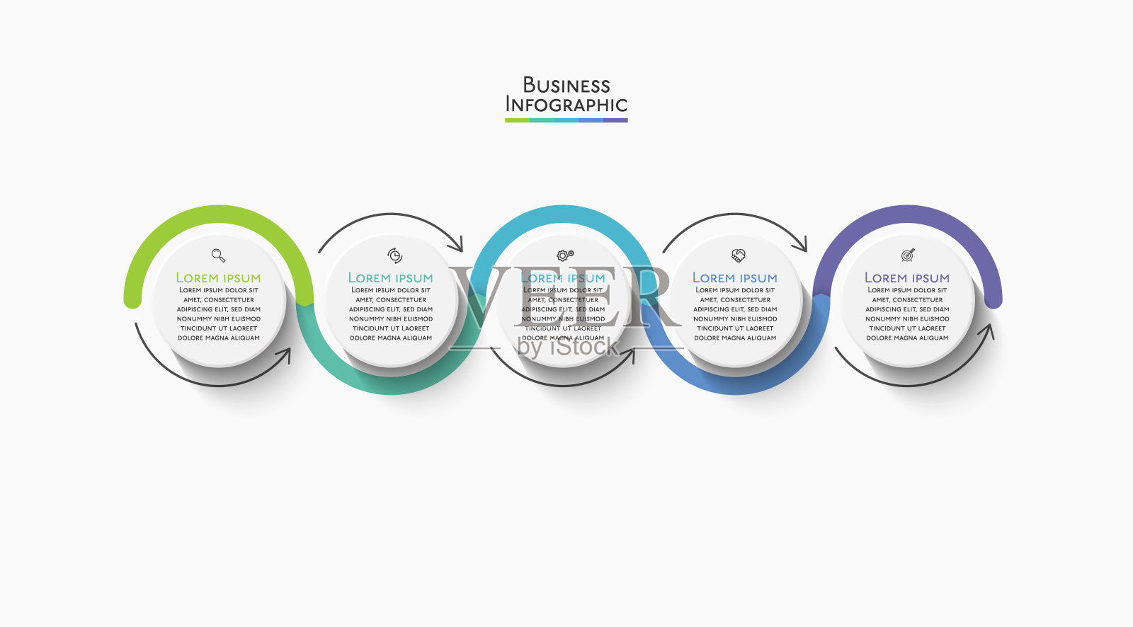 业务数据可视化。时间轴信息图图标设计为抽象的背景模板插画图片素材