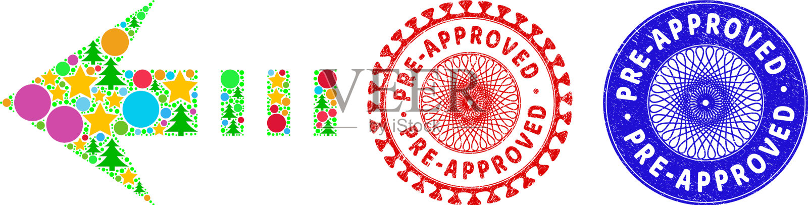 预先批准的纹理邮票和发送左马赛克插画图片素材