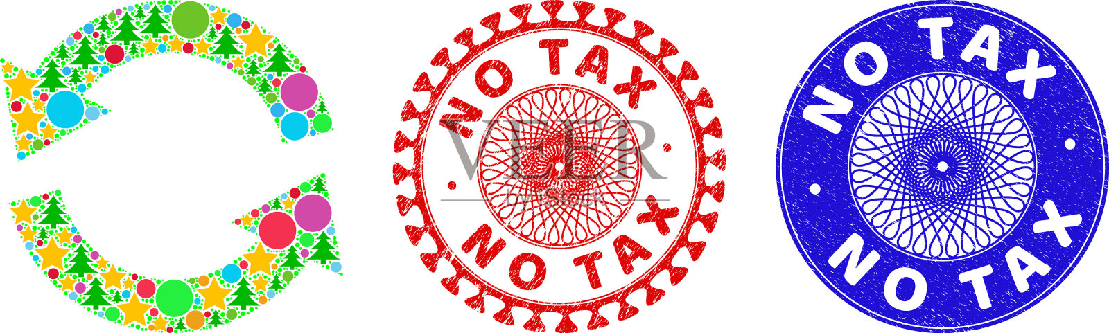 没有税垃圾印章和刷新马赛克的插画图片素材