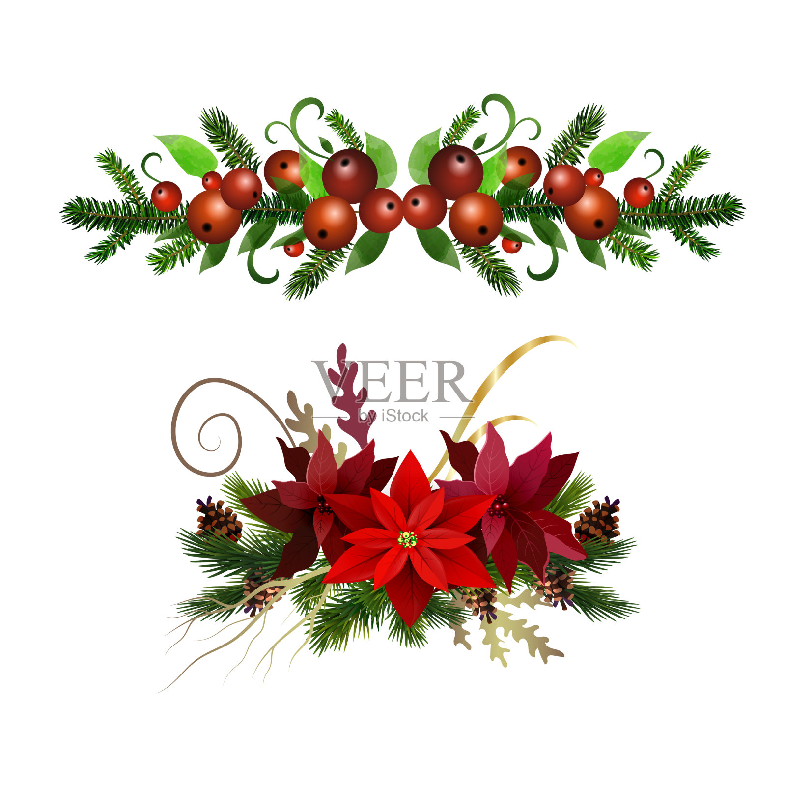 圣诞冬青早午餐装饰设计元素图片