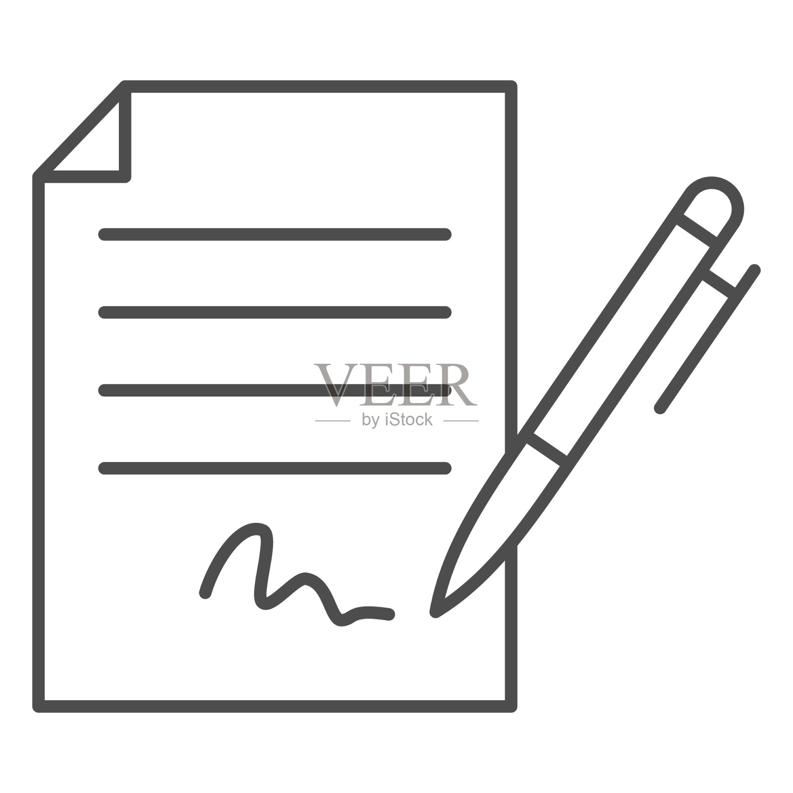 伪造签名细线图标黑簿记插画图片素材