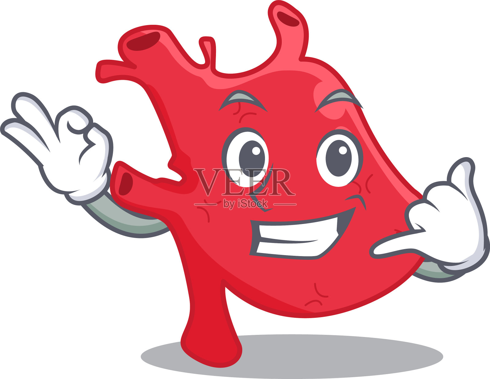 卡通设计心与叫我滑稽手势设计元素图片