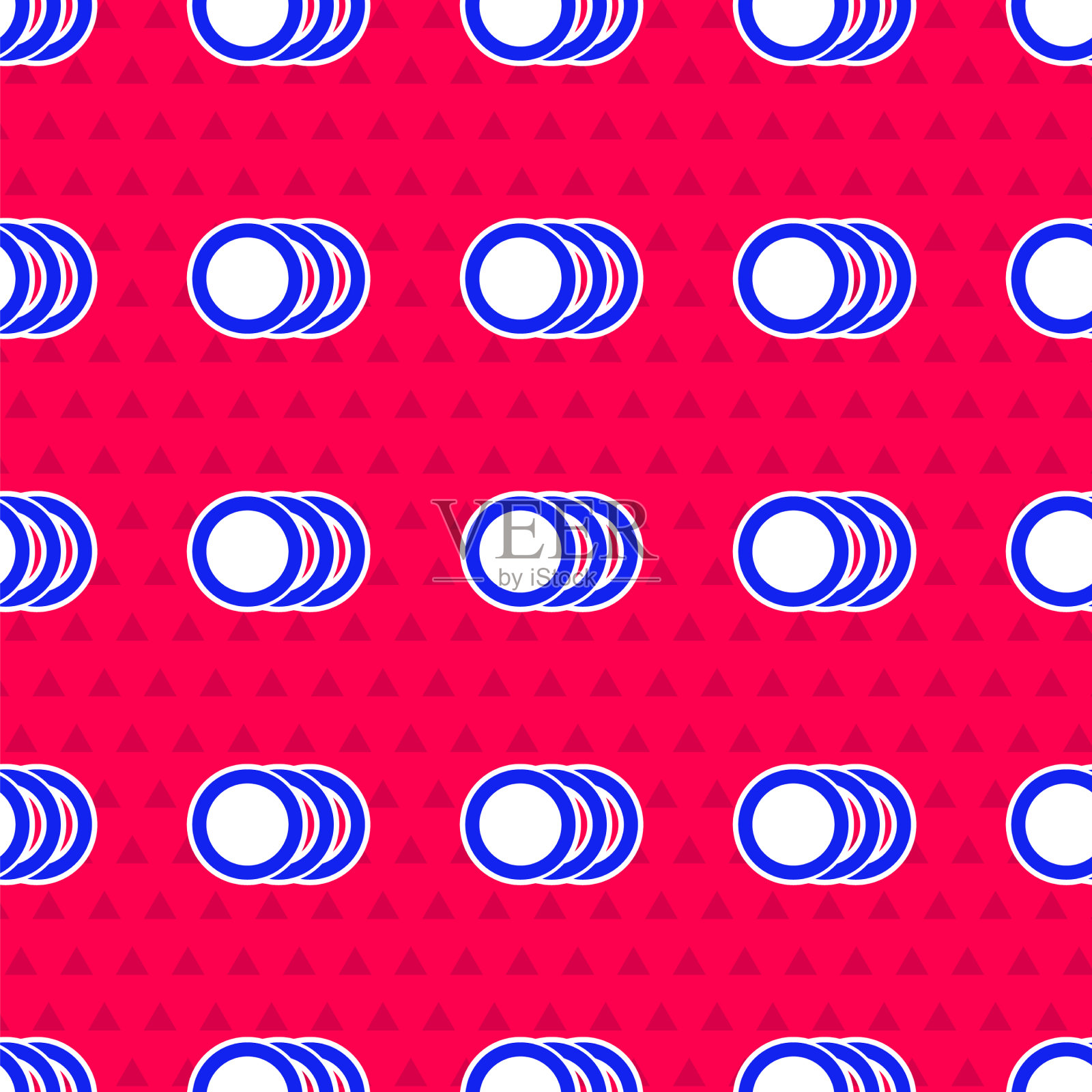 蓝色板块图标隔离无缝模式上的红色插画图片素材