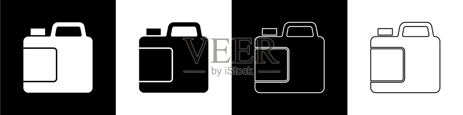 设置装洗衣剂漂白剂的塑料瓶图标素材