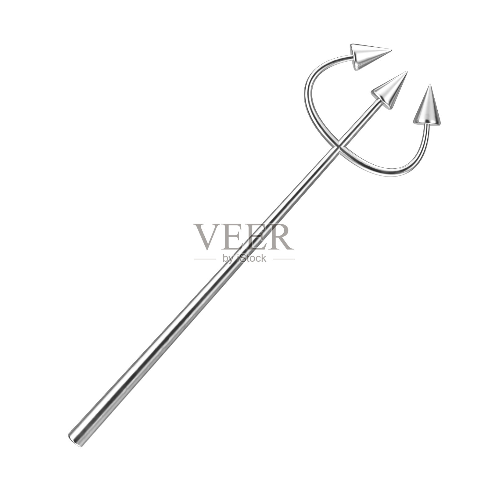 银魔鬼万圣节庆祝三叉戟或Pitchfork。3d渲染照片摄影图片