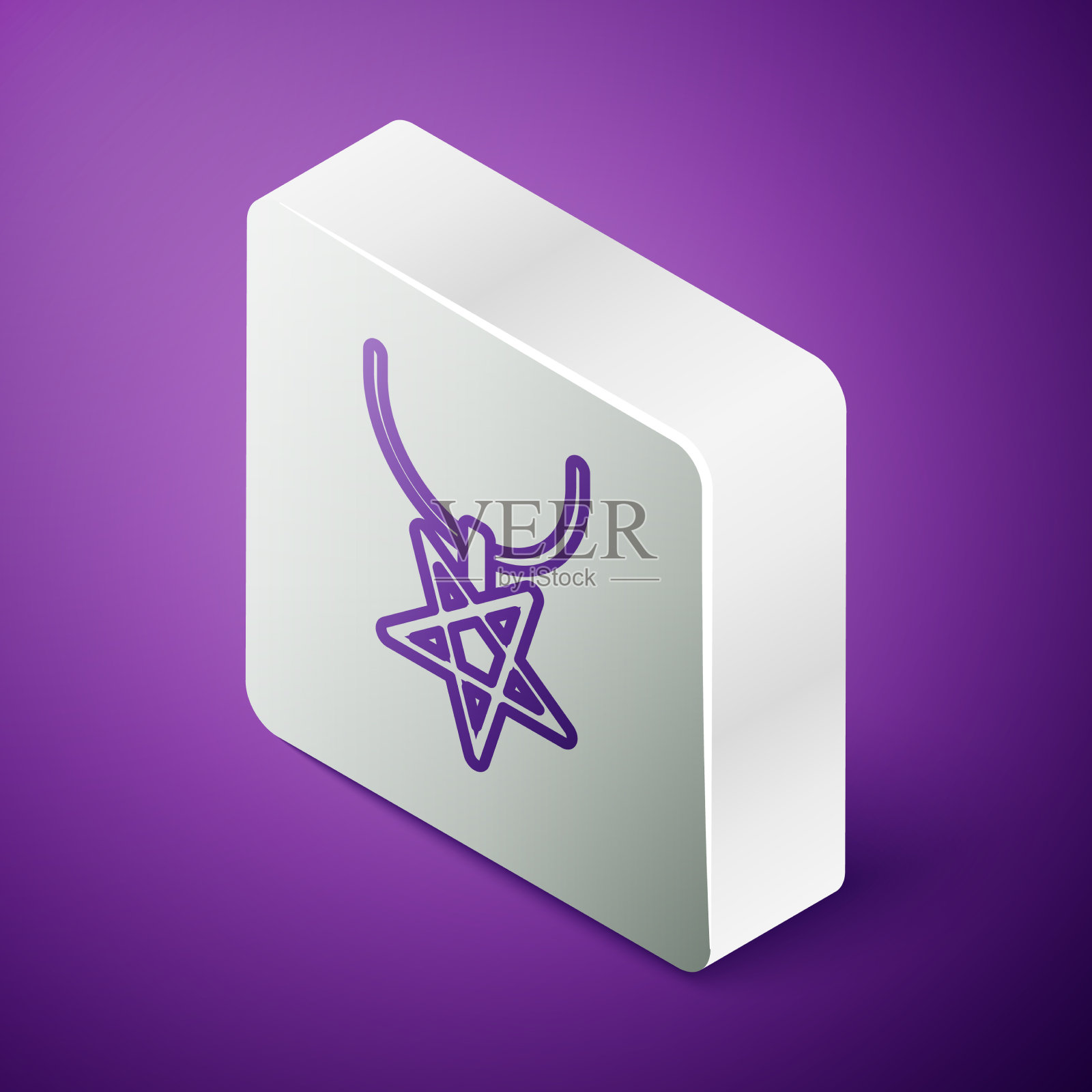 等距线五角星上项链图标孤立插画图片素材