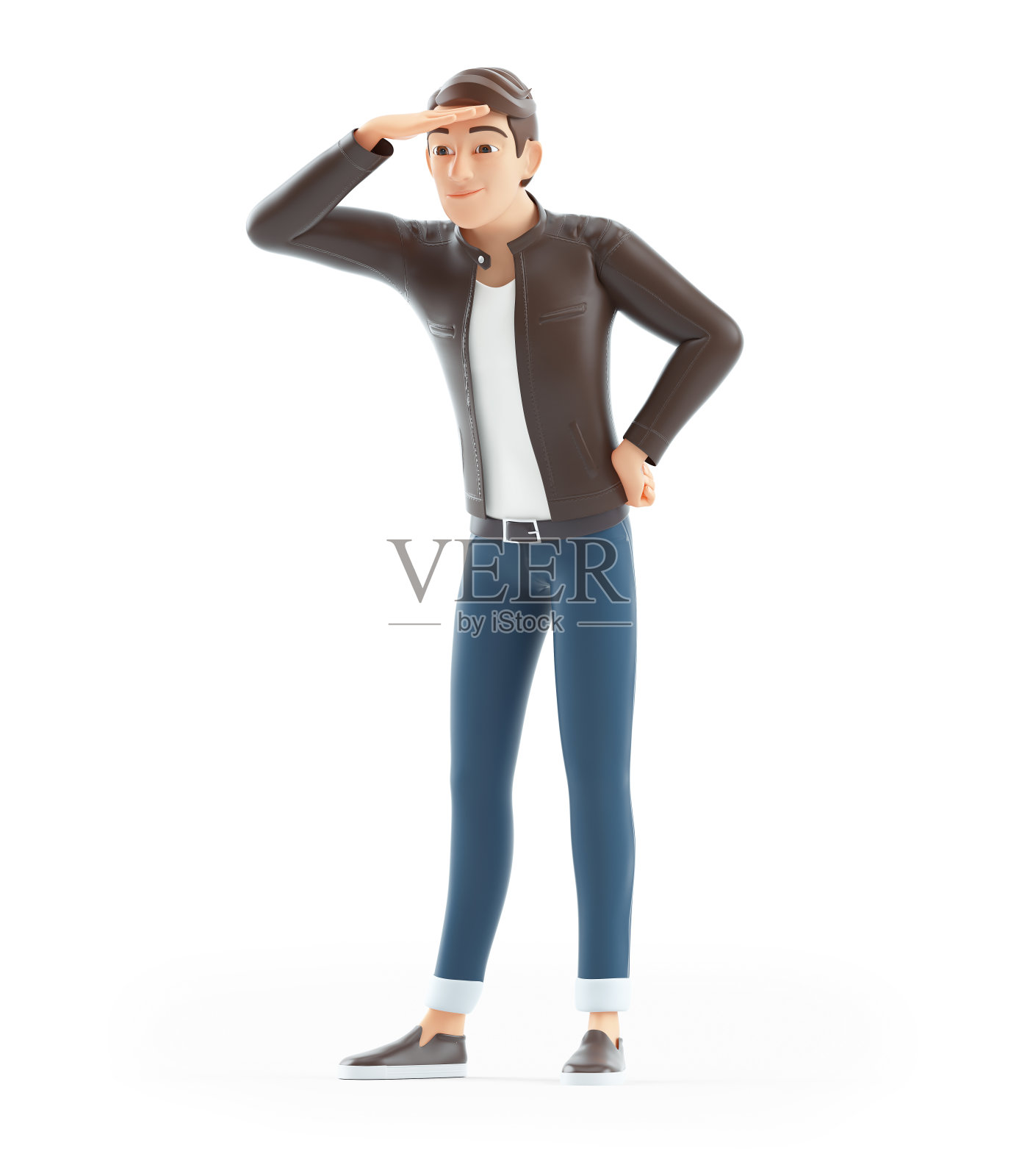 3d卡通人展望未来照片摄影图片