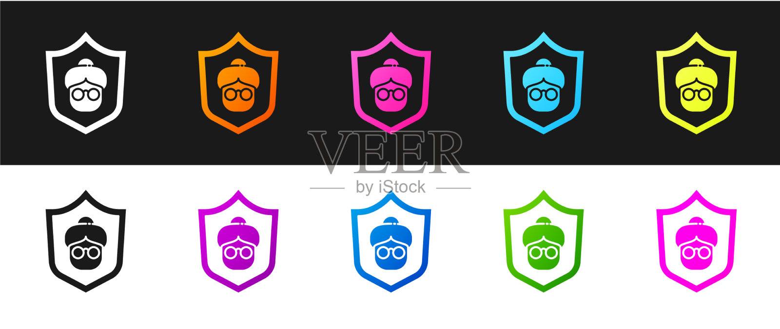 设置祖母图标隔离在黑色和白色图标素材