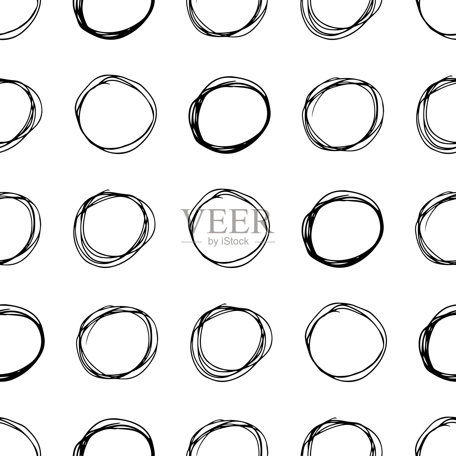 无缝图案与素描圆形状插画图片素材