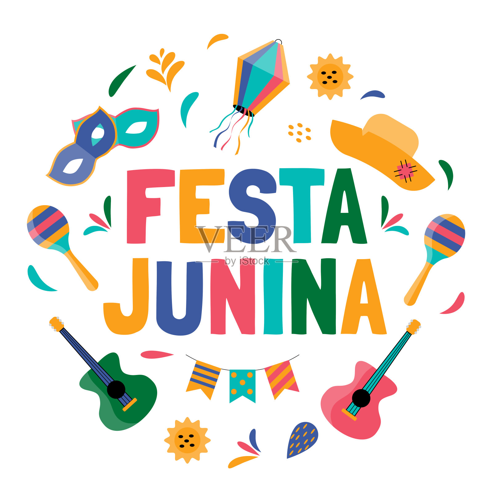 Festa Jununa背景卡。矢量插图。EPS10插画图片素材