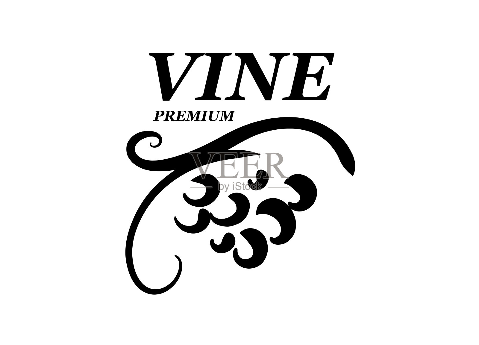 矢量标志手绘。一串酿酒用的葡萄插画图片素材