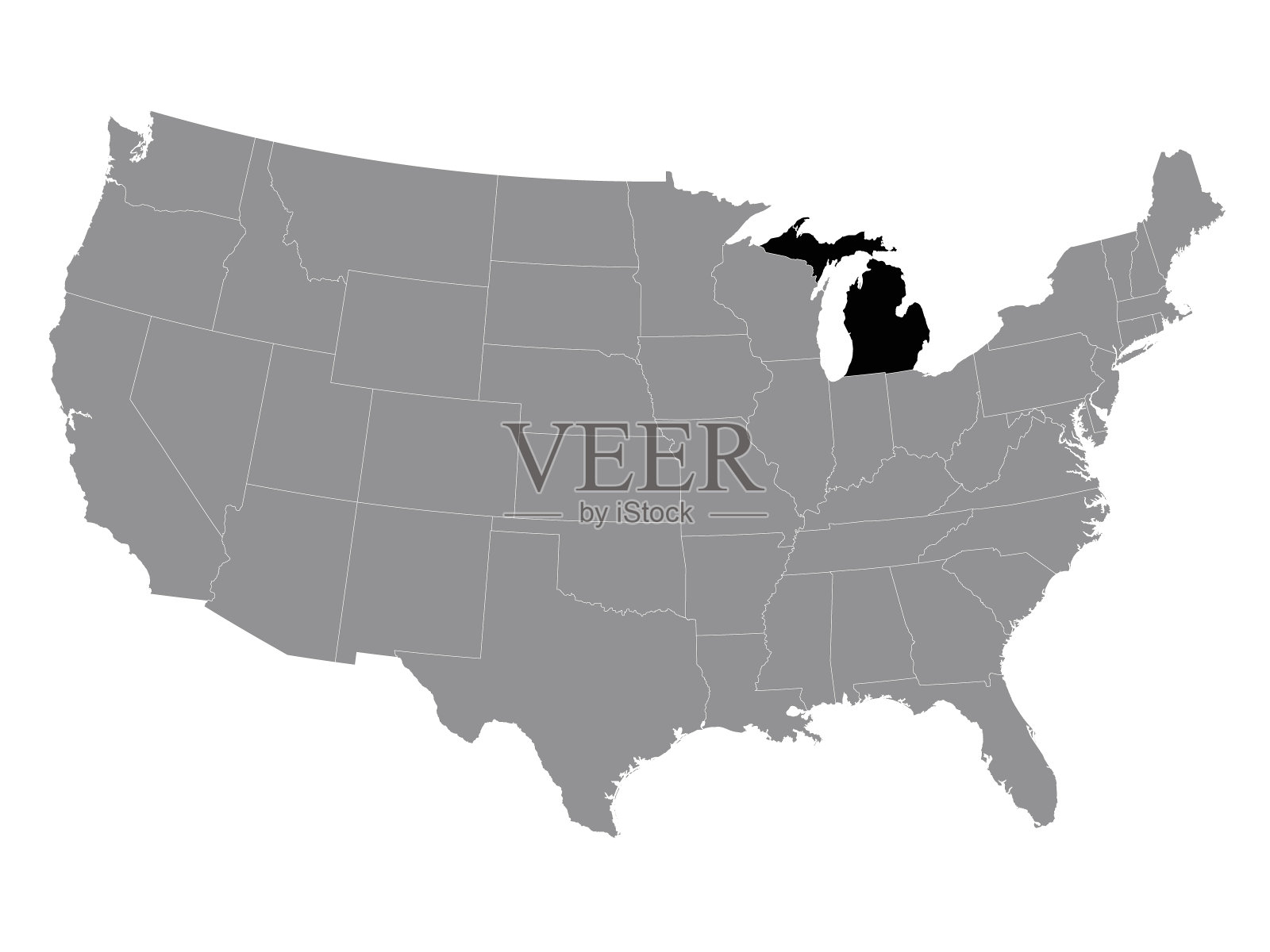 密西根州地图插画图片素材