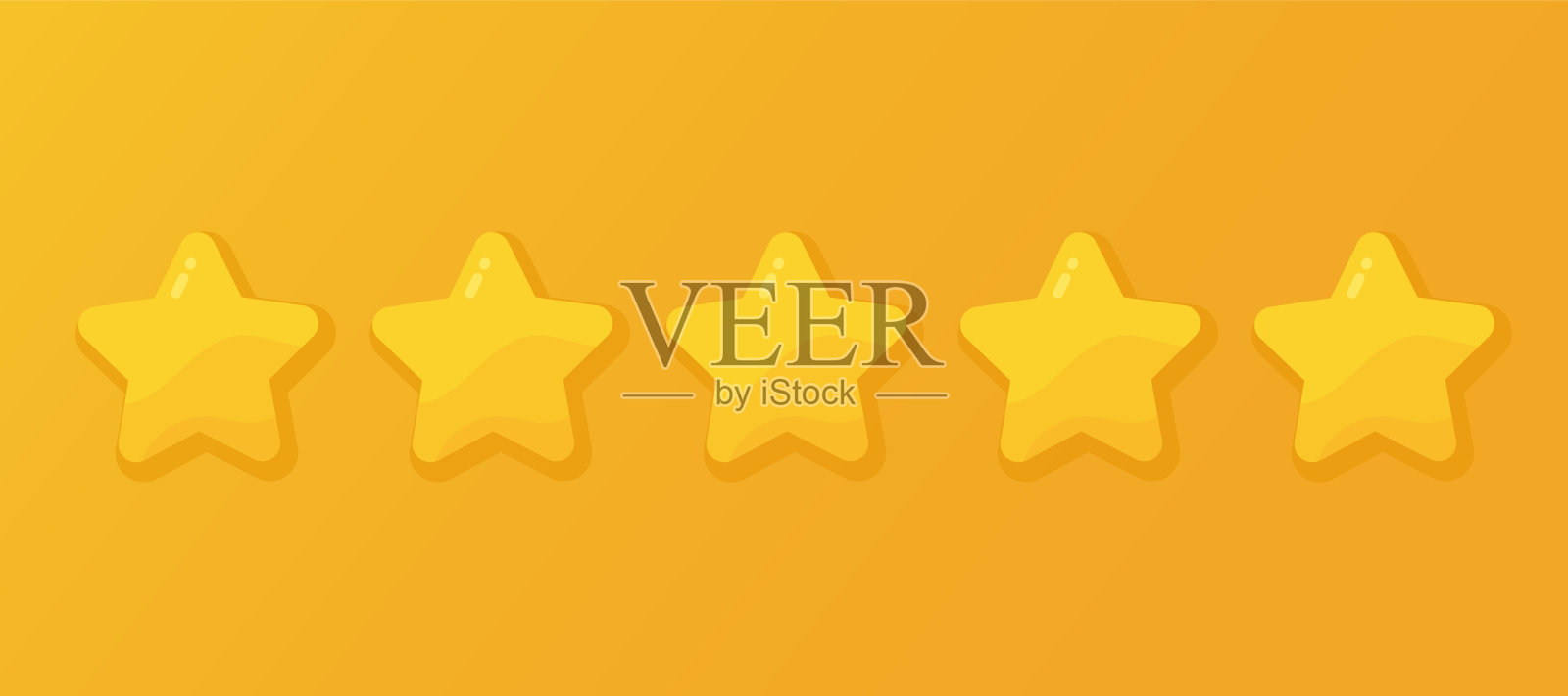 五星质量评级矢量插图孤立在黄色背景。很好的复习插画图片素材
