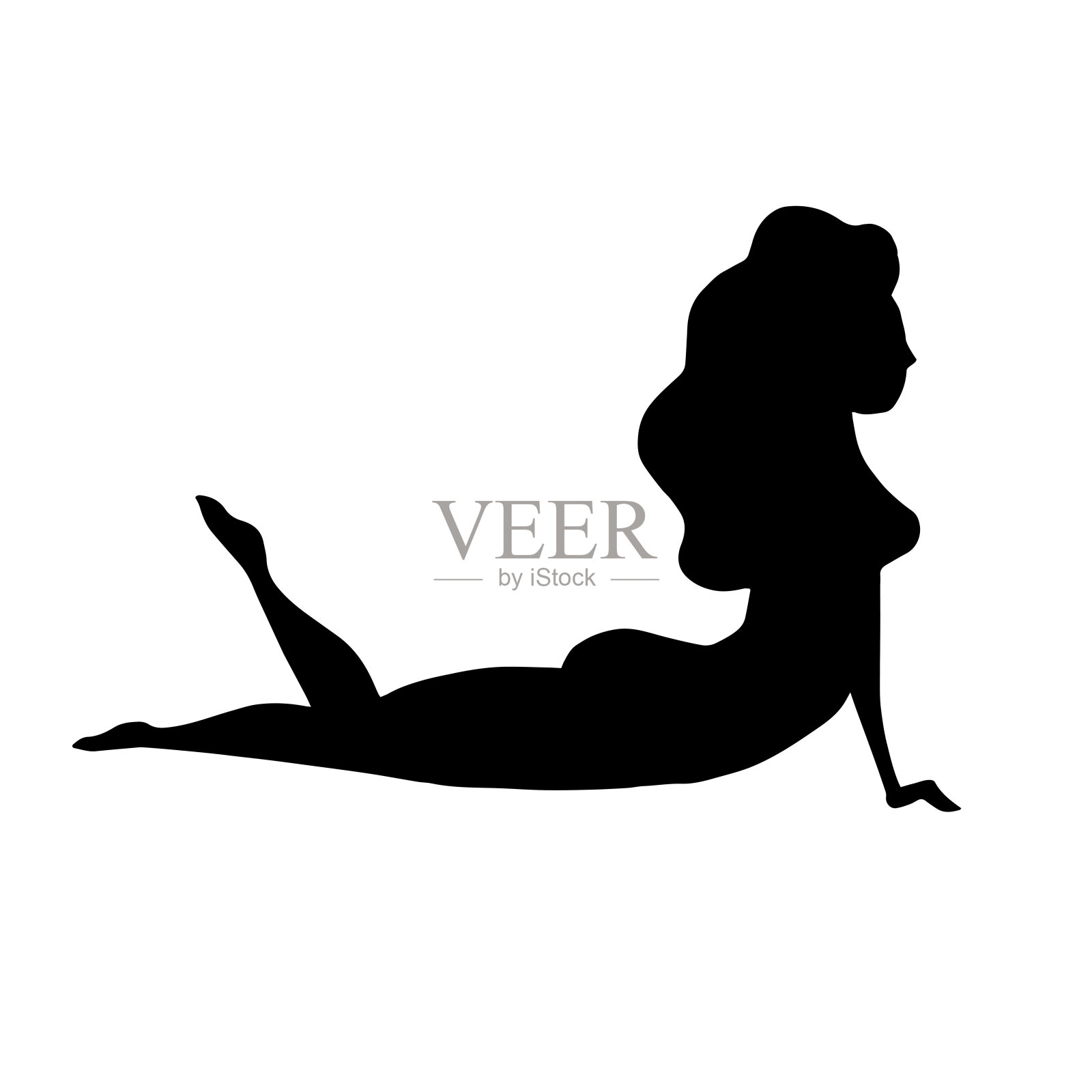 这个女孩在做运动，跳舞。运动，健康的生活方式。向量线性插图。黑色的轮廓。插画图片素材