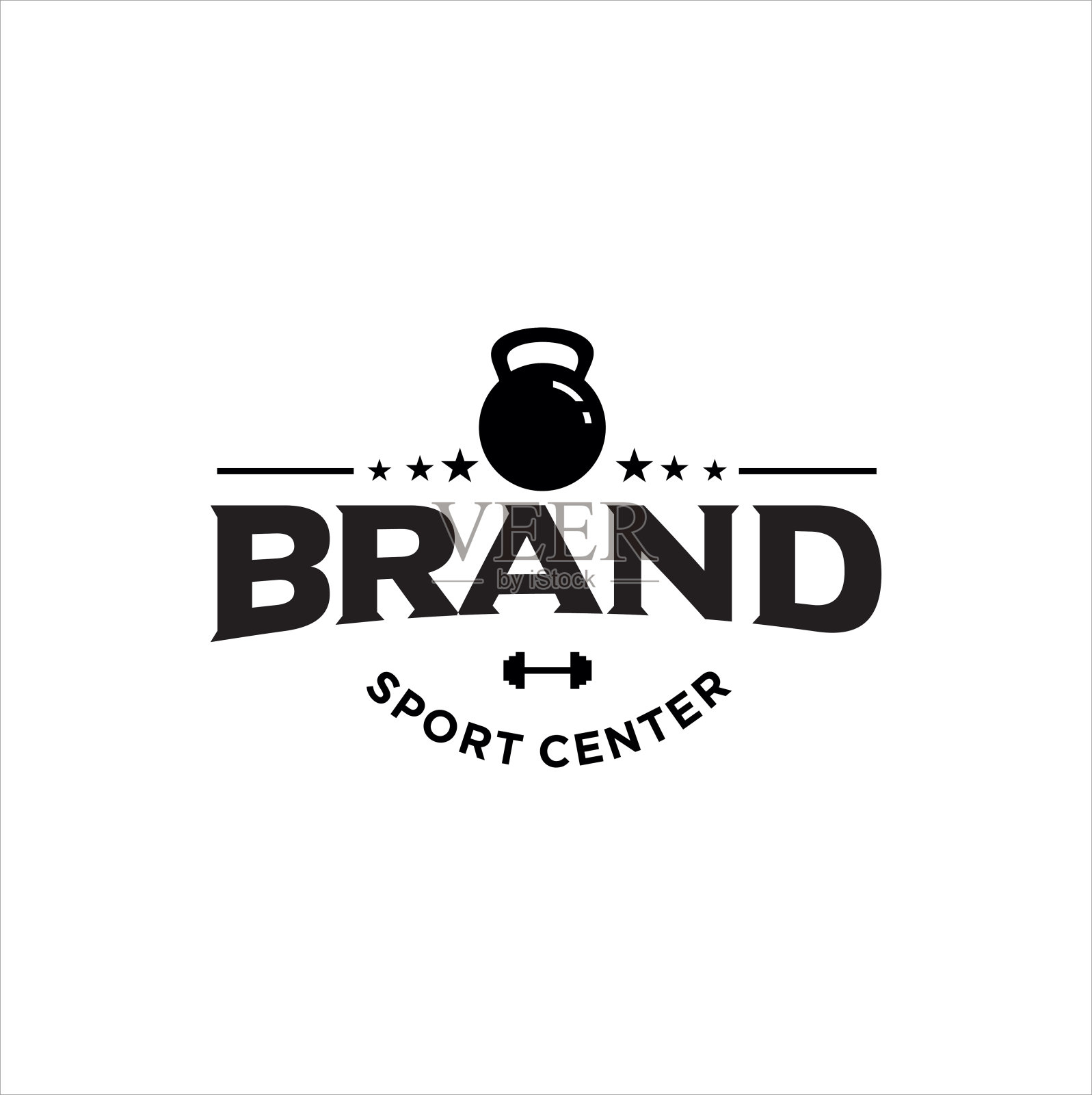 健身设计矢量股票插图。体育图标。十字模板。女性健身黑色复古潮人复古插画图片素材