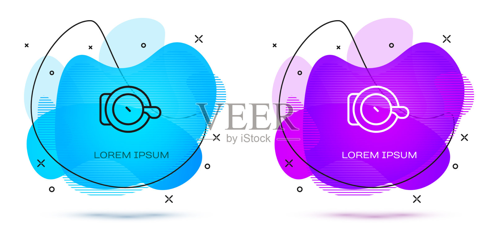 线自行车钟图标孤立在白色插画图片素材