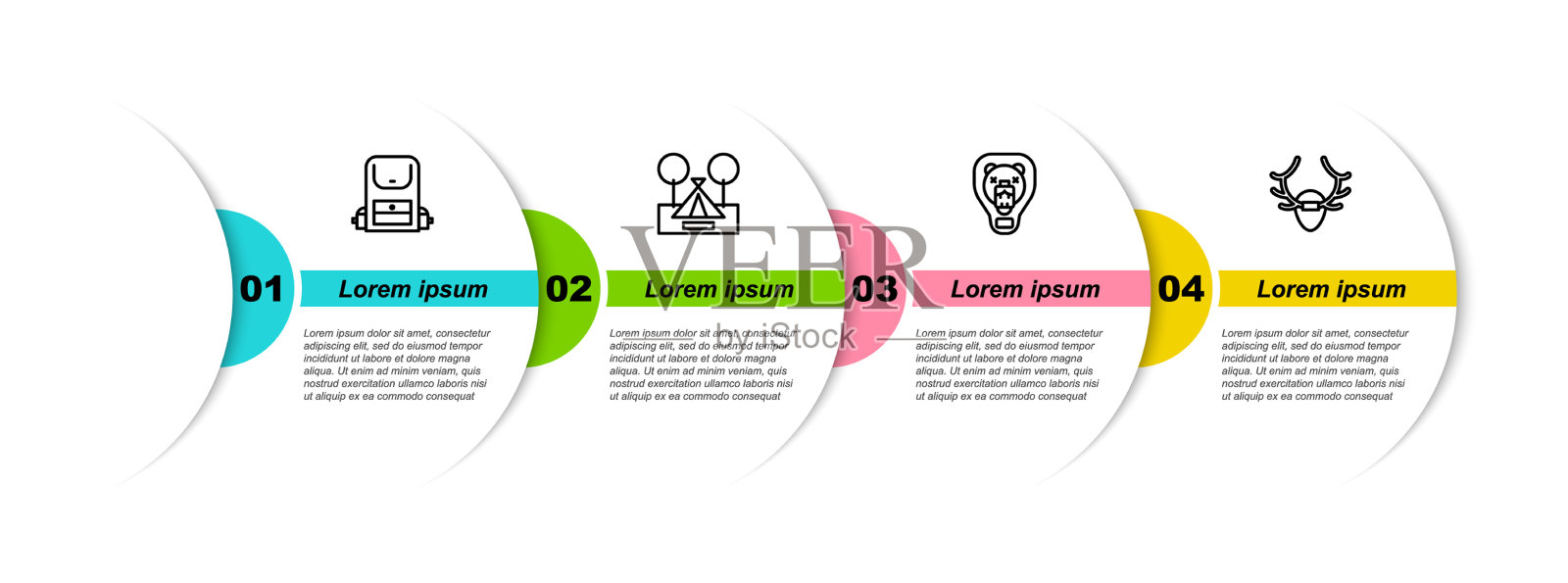 设行登山背包旅游帐篷熊头插画图片素材