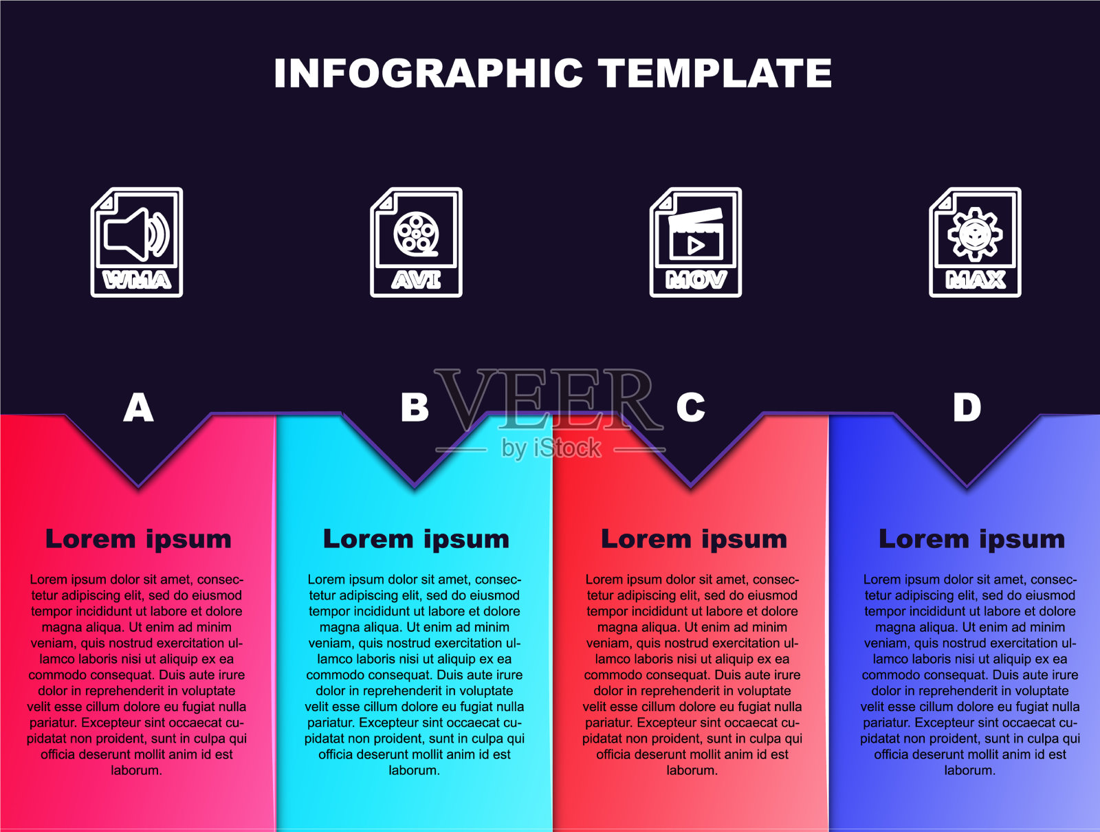 设置行wma文件文件avi mov和Max插画图片素材