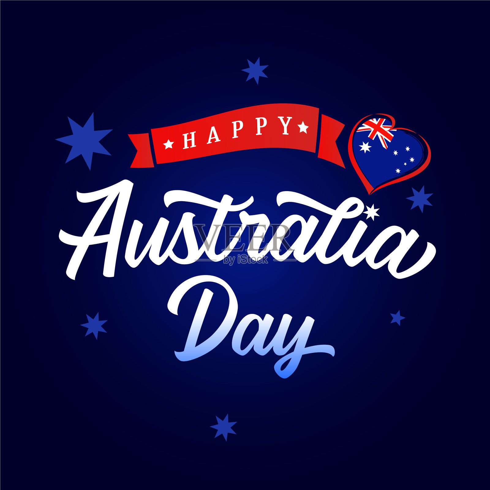 快乐澳洲日书法心插画图片素材