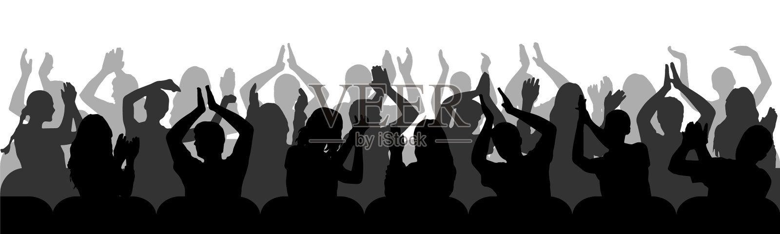 剪影为坐在椅子上的观众鼓掌设计元素图片