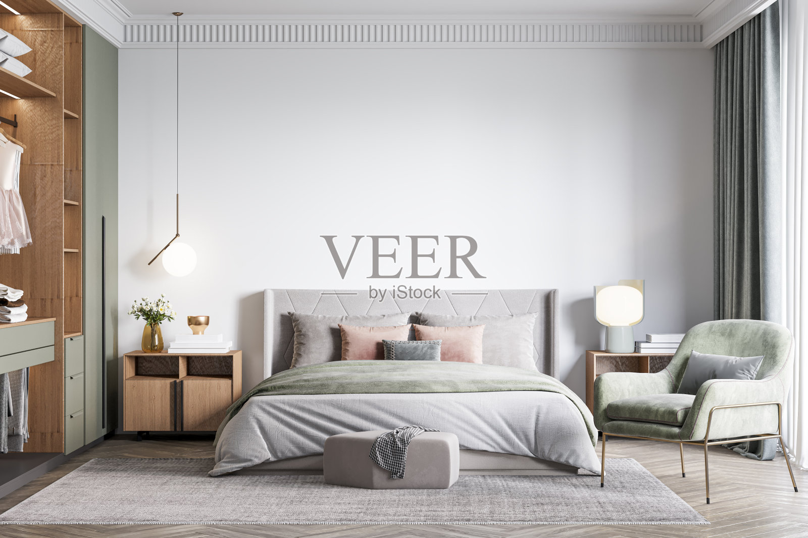 室内卧室墙模型照片摄影图片