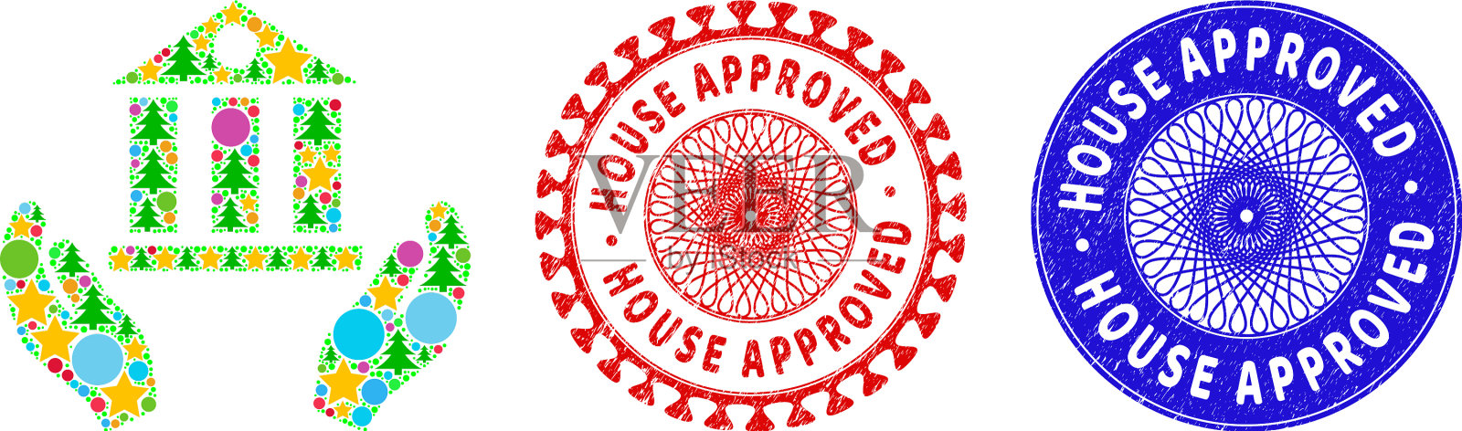 众议院批准了划痕邮票和银行服务设计元素图片