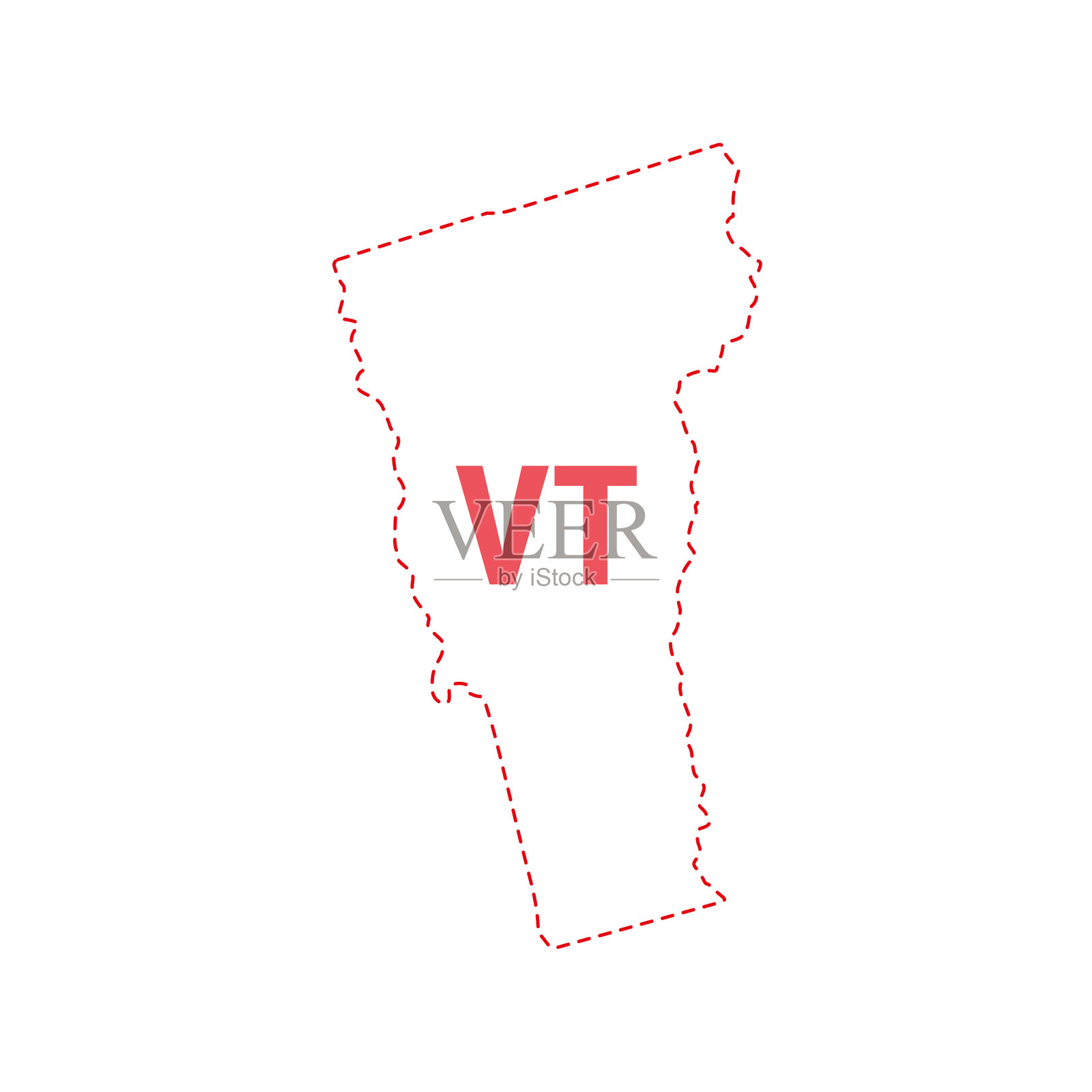 佛蒙特州地图轮廓虚线边界插画图片素材