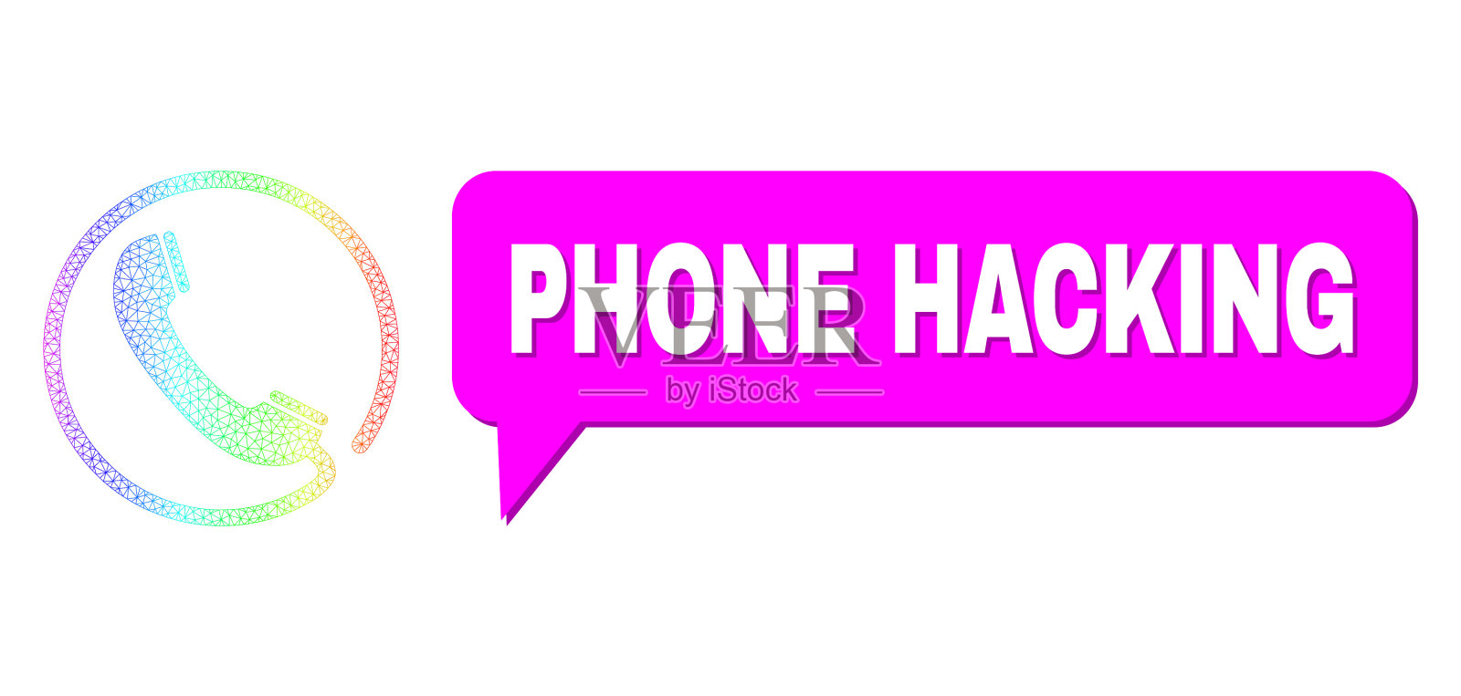 光谱网格渐变手机图标和手机插画图片素材