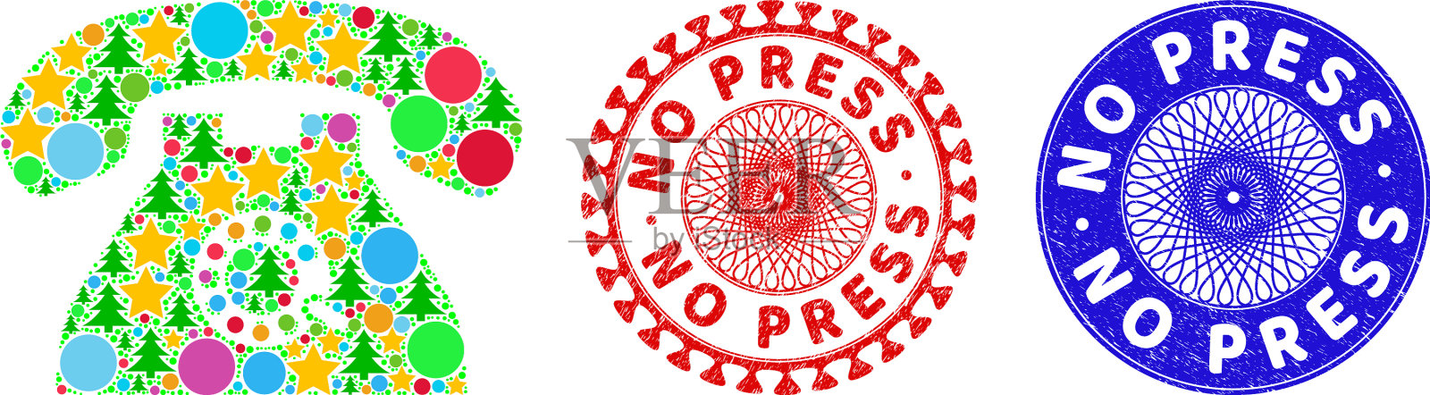 没有压刮橡胶印和脉冲电话插画图片素材