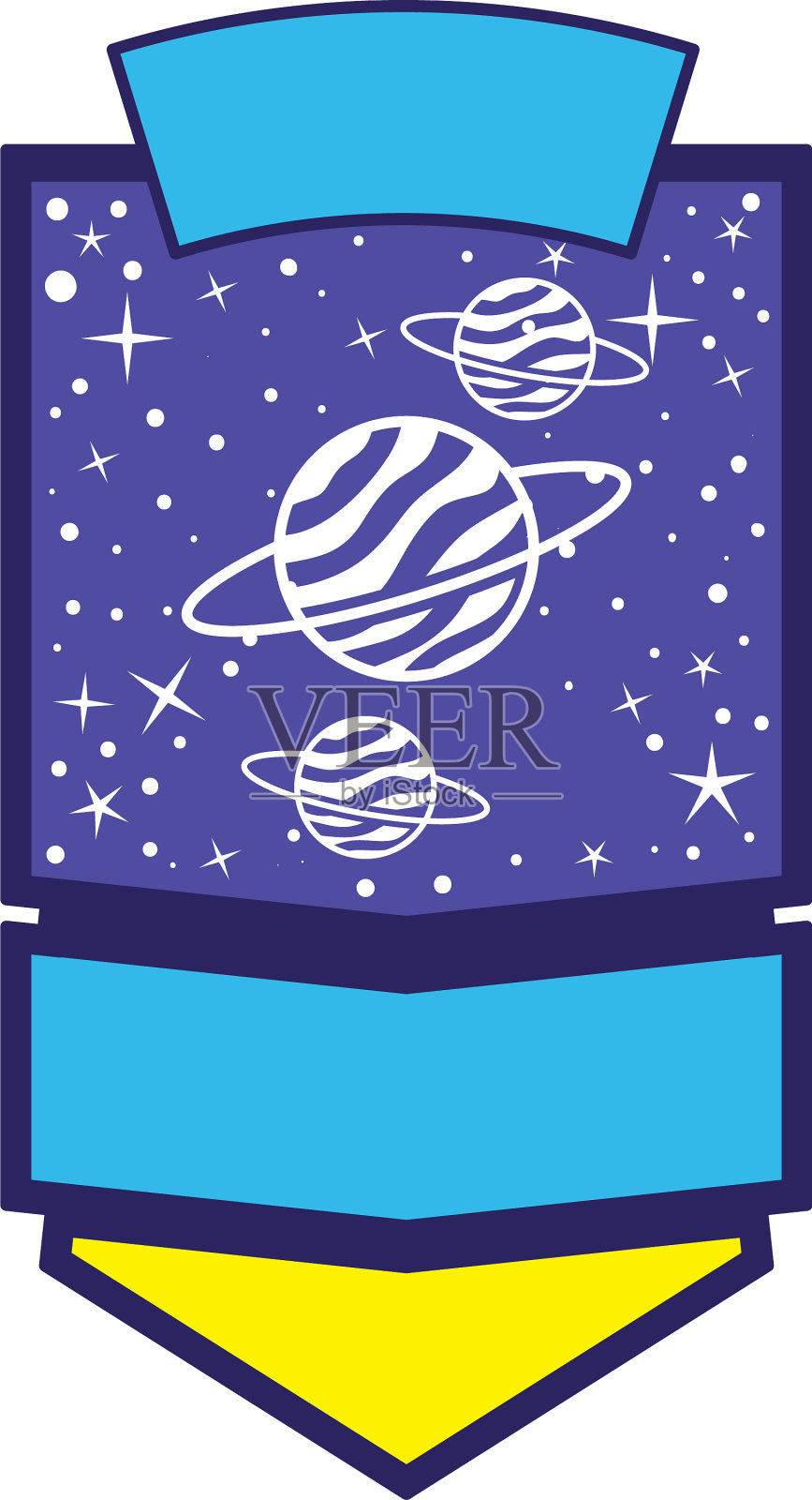 徽章上有土星插画图片素材