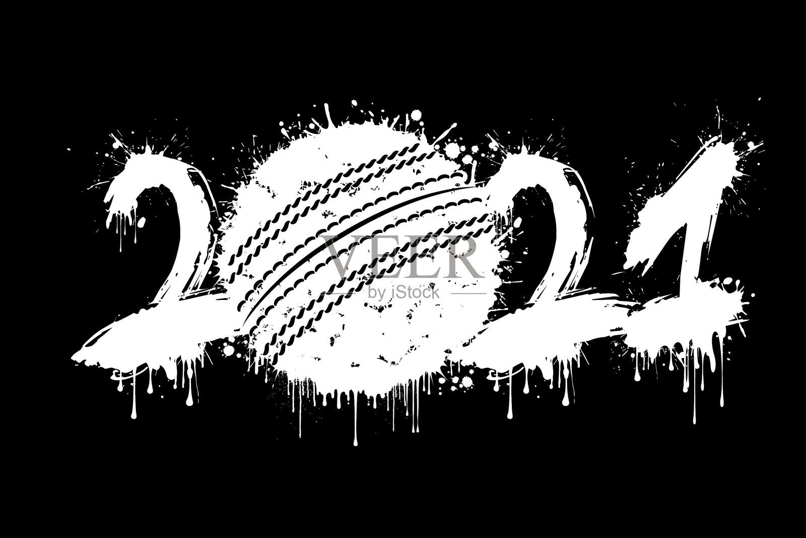 抽象数字2021和板球从污点插画图片素材