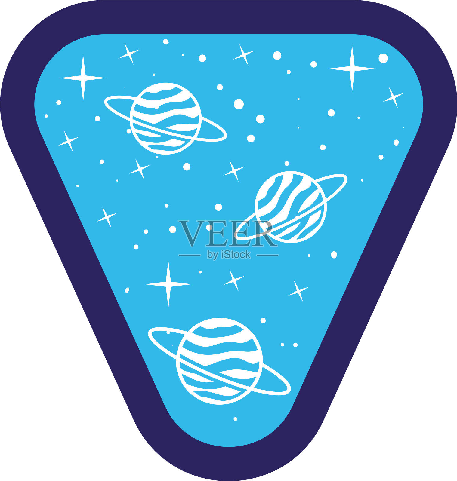 徽章与土星在它的白色背景插画图片素材