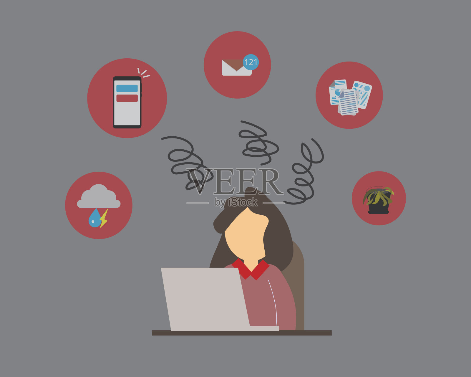 微压力可以是很小或无关紧要的事情，但会通过消耗我们能量的负面情绪给我们带来伤害插画图片素材