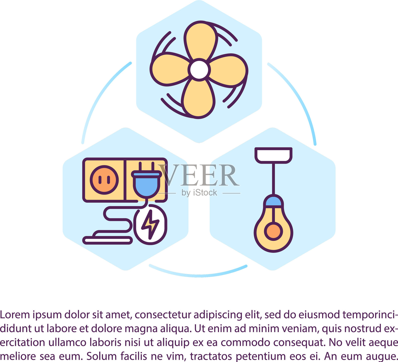 人机工程学概念图标与文本设计模板素材